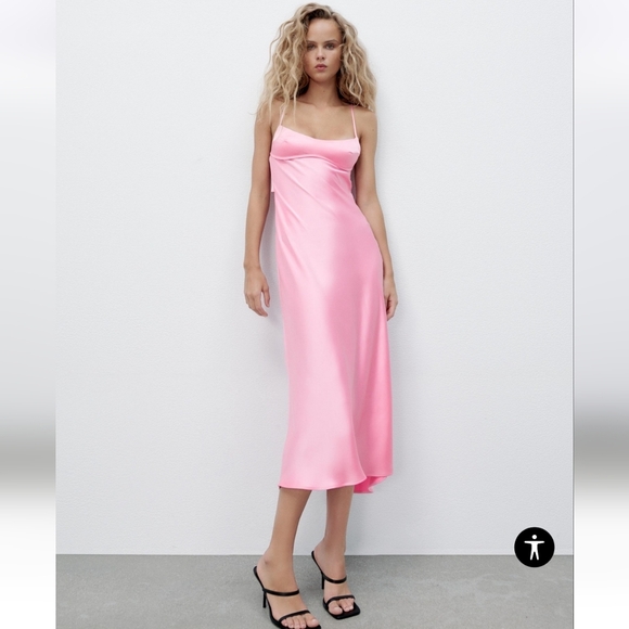 Zara NWTs Satin Effect Cutout Dress - Picture 1 of 14